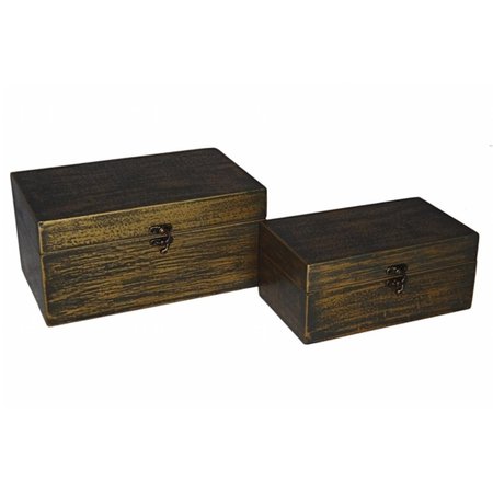 H2H Cheung's Set of 2 distressed Brushed Gold Treasure Box H22546415